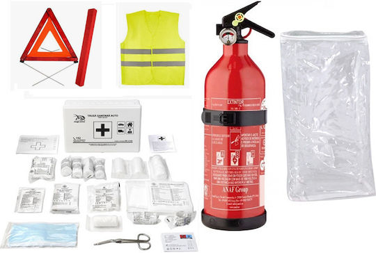 Auto-Notfall-Set Apotheke Din-13164:2022 Feuerlöscher Koné 1kg Warndreieck & reflektierende Weste
