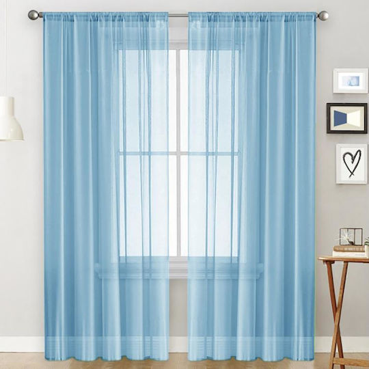 Vorhang mit Bleistiftfalten Blau 132x241cm