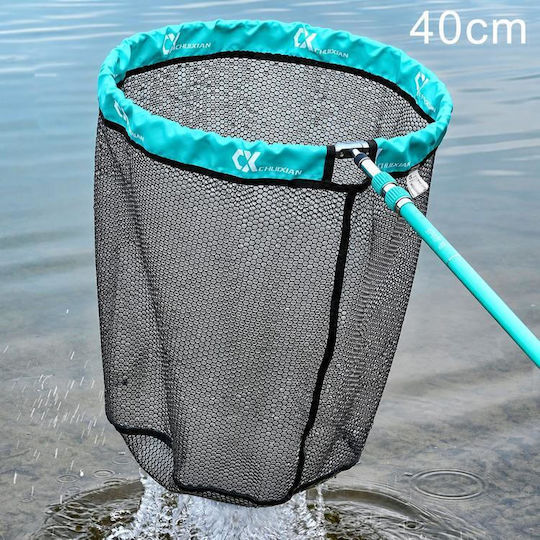 Teleskopisches Fischernetz Mit Großen Fischen Abdeckung Aluminiumlegierung Kopf Netz Tasche Aufbewahrung Runde Form 40cm Blau