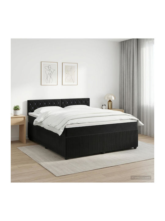 Doppelbett Mit Samt Schwarzes Mit Lattenrost & ...