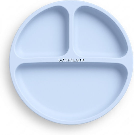 Bocioland Farfurie pentru copii din silicon albastră