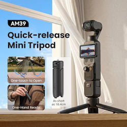 Amagisn Mini Tripod One Touch Open Hand Grip 2 1 Pocket 1/4 Inch Screw Most Action Cameras Black