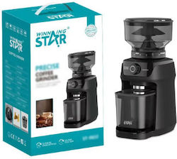 Winning Star Ηλεκτρικός Μύλος Καφέ 200W με Χωρητικότητα 250gr και 50 Επίπεδα Άλεσης Μαύρος