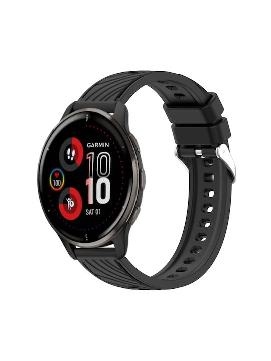 Garmin Venu 2 Plus Каишка за часовник със Stripe Texture Силикон 20mm Черна