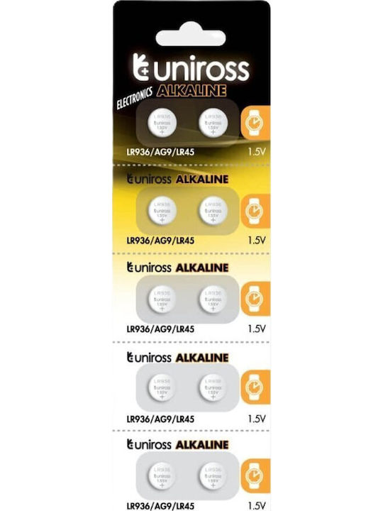 Uniross Baterie Alkalină Monedă Lr936 Ag9 Lr45 Pachet 10 Bucăți
