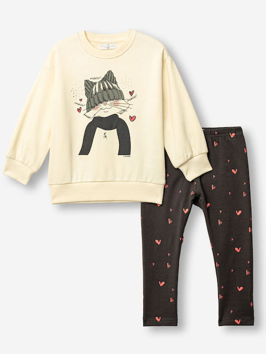 Kinderbekleidungsset mit Leggings Winter 2 Stück Ecru