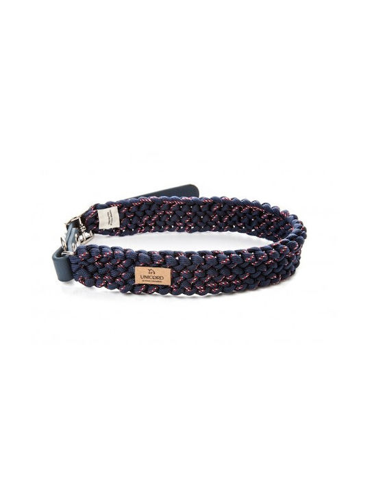 Unicord Handgefertigtes Hundehalsband Halsband Strickgeflecht Blau 37-43cm Mittel