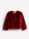 Kinder-Strickjacke Pelzige Burgundisch