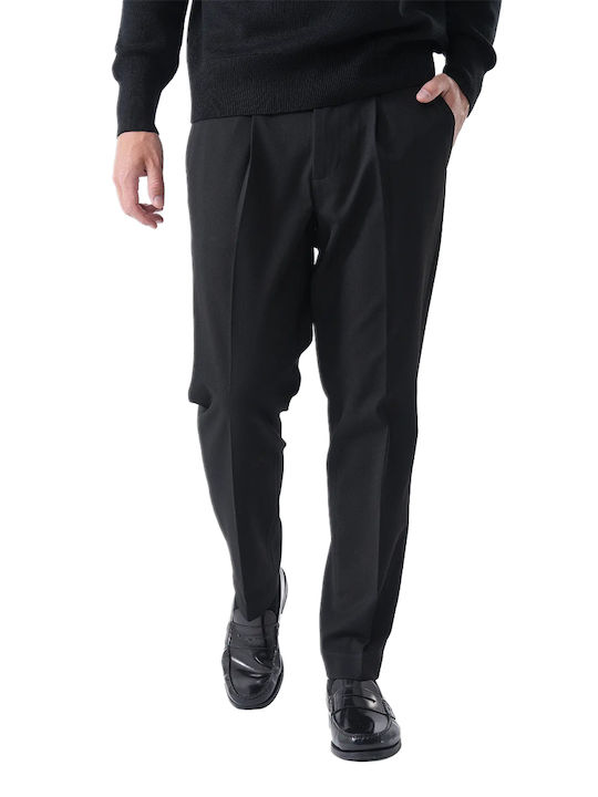 Men's Elastic Regular Fit Black Trousers