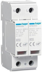 Hager Мълниезащитен T2 Двуполюсен 40kA SPE240R Hager Мълниезащитен T2 Двуполюсен 40kA SPE240R
