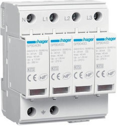 Hager Мълниезащитен T2 Четириполюсен 40kA SPE440R Hager Мълниезащитен T2 Четириполюсен 40kA SPE440R