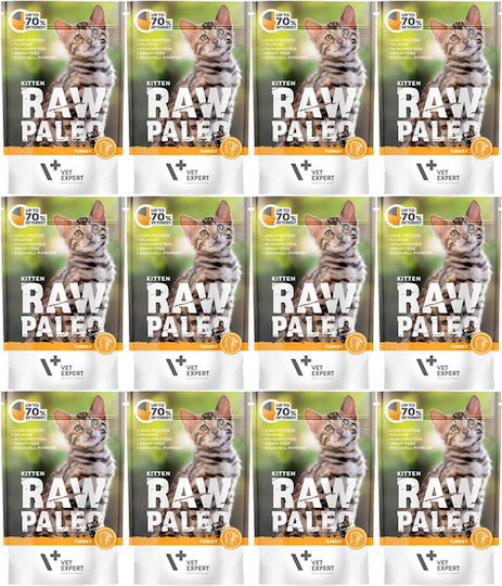 VetExpert Raw Paleo Υγρή Τροφή για Ανήλικες Γάτες με Κρέας 12x100gr