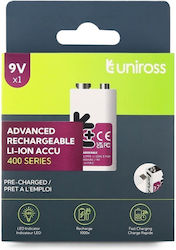 Uniross Usb-c Rechargeable Lithium 9v Battery 400mah 1pc Uniross Usb-c Rechargeable Lithium 9v Battery 400mah 1pc
