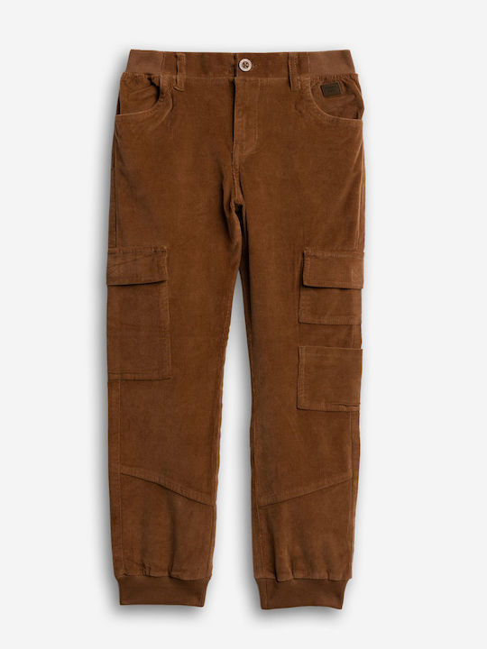 Pantalon Pentru Copii Cargo Din Catifea Raiata Maro