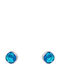 Bizoutaki Silver Gold Plated Stud Earrings with Blue Stones