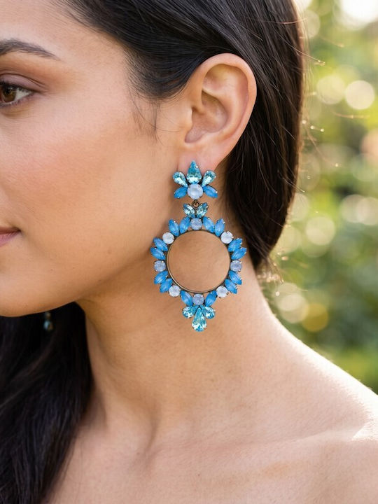Swarovski Earrings Dangle with Light Blue Stones