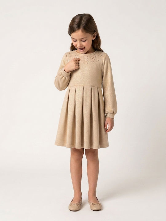 Funky Mädchenkleid mit Beigen Pailletten