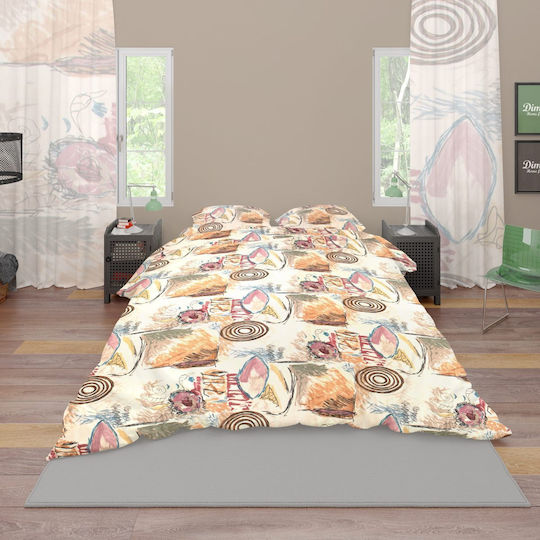Dimcol Meltemi Bed Sheet Set with 1 Pillowcase Single 160x240cm Meltemi 159 2 Pieces