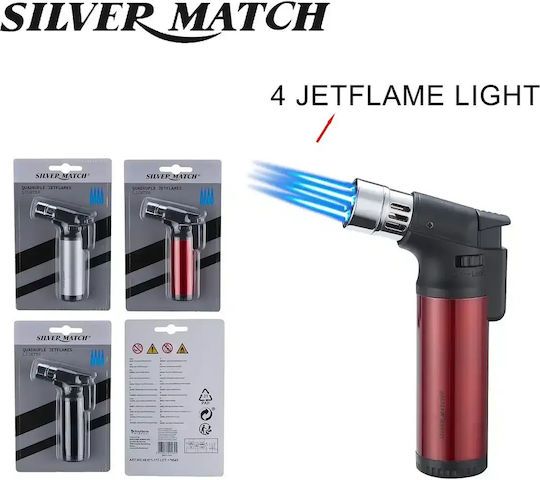 Silver Match Αντιανεμικός Αναπτήρας Φλόγας Τύπου Jet σε Ασημί χρώμα