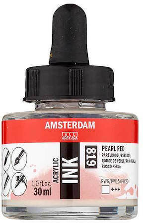 Акрилно Мастило Amsterdam Acrylic Ink 30ml 819 Перлено Червено
