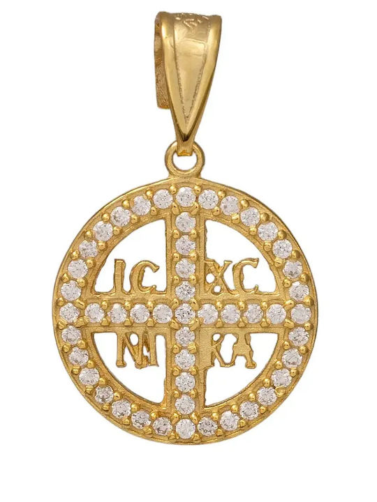 Charm Talisman Constantin cu Pietre din Aur 9K cu Zircon
