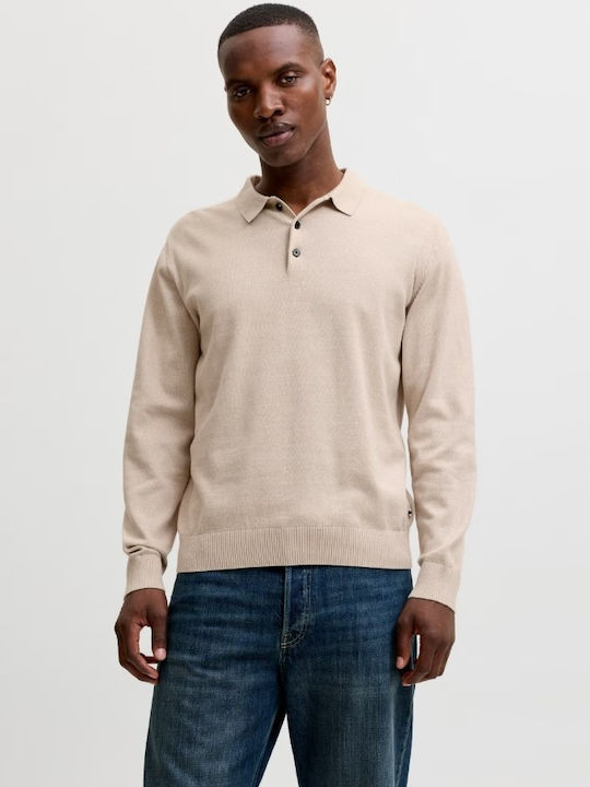 Jack & Jones Polo Herrenbluse Langarm Beiges