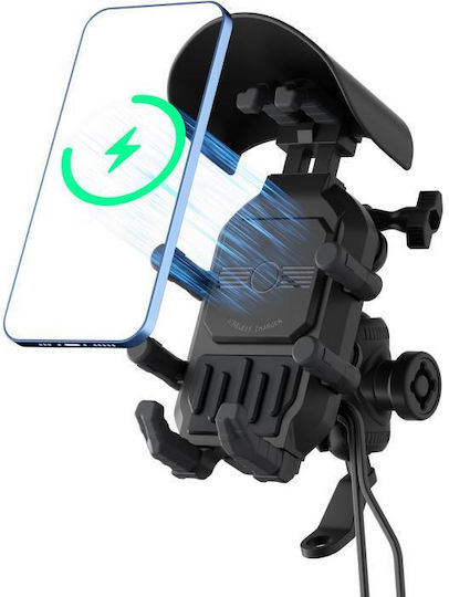 Motorcycle Phone Wireless Charging Mount A+c Port Fast Charging Anti-Theft Functions Mirror Mount