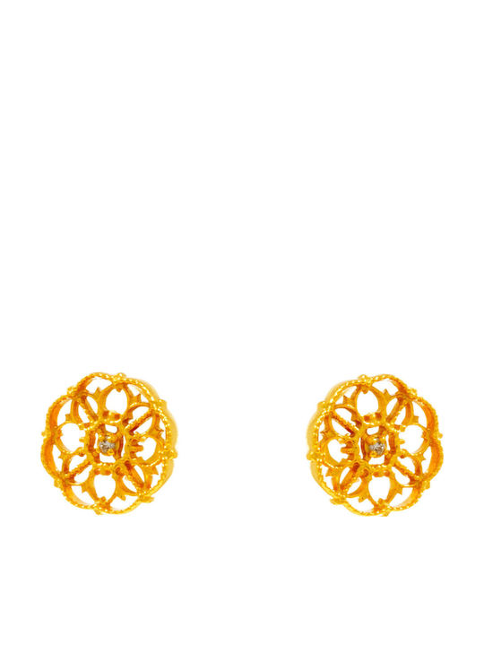 Bizoutaki Stud Earrings Gold Plated Silver with Stones