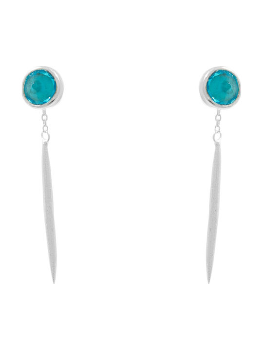 Bizoutaki Silver Gold Plated Stud Earrings with Stones