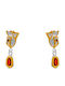Bizoutaki Silver Gold Plated Stud Earrings with Stones