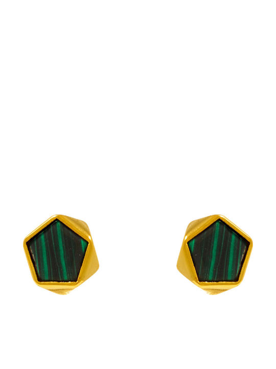 Bizoutaki Gold Plated Silver Stud Earrings with Stones