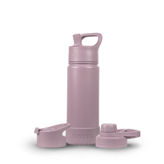 Dozze Monochrome Edition Thermos Bottle Stainless Steel BPA Free 530ml Creamy Pink With Straw