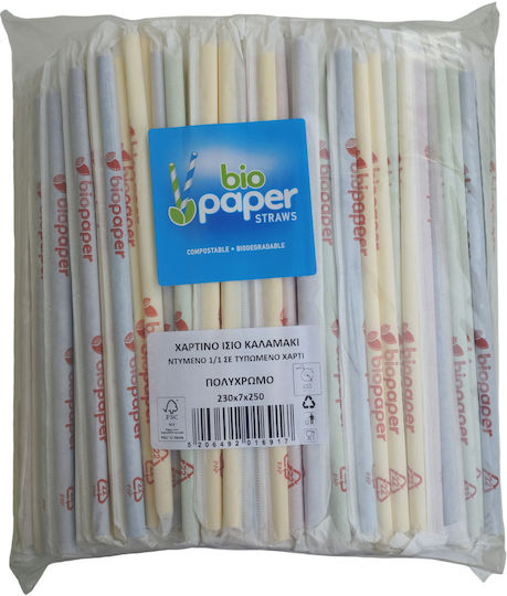 Bio Papier Strohhalme Jumbo Mehrfarbig 250 Stück