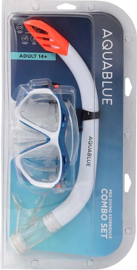 Aquablue Silicone Diving Mask with Snorkel White