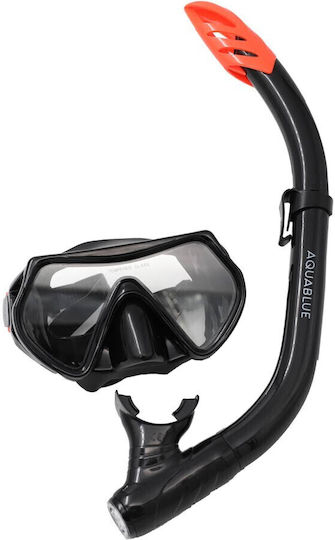 Aquablue Silicone Diving Mask with Snorkel Black