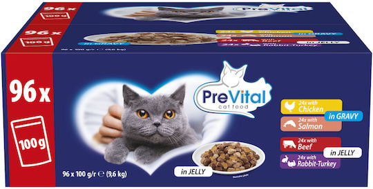 PreVital Мокра Храна за Котки в Чантичка 100гр