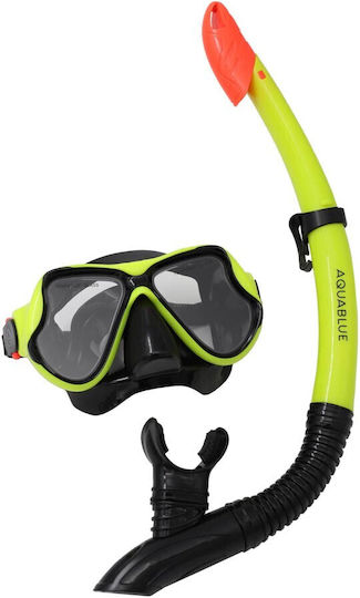 Aquablue Extreme Silikon Tauchmaske mit Schnorchel Gelbe