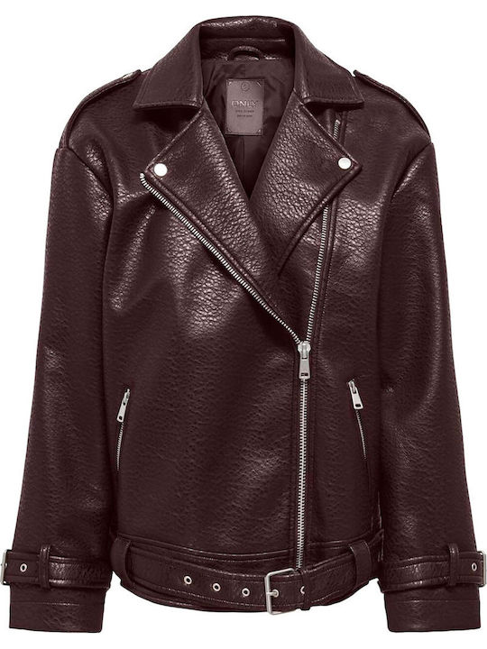 Only Γυναικείο Biker Jacket Καφέ