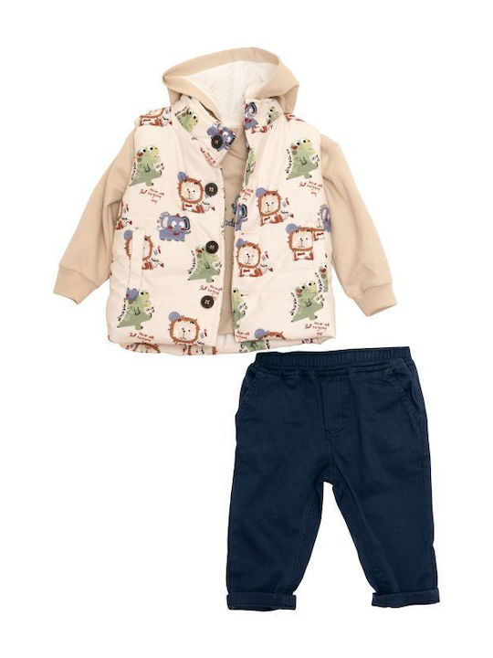 Kids Set with Pants Winter 3 Pieces Beige