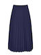 Celestino Women's Midi Pleated Skirt Loose Fit Dark Blue