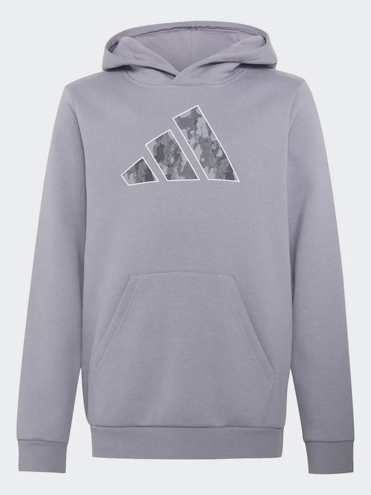 adidas Fleece Детско фуер с качулка Сив/лилав
