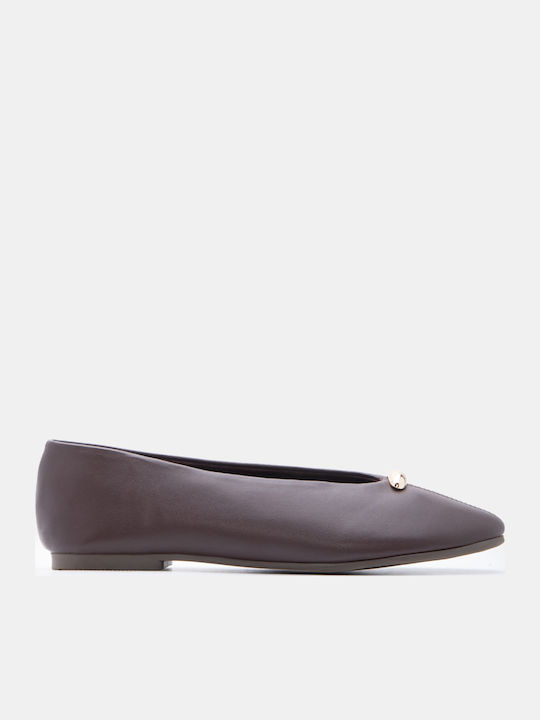 Luigi Women's Pointed Toe Ballerina Shoes In Br...