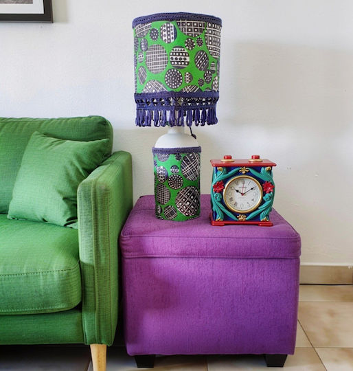 Glass Table Lamp with Green Shade