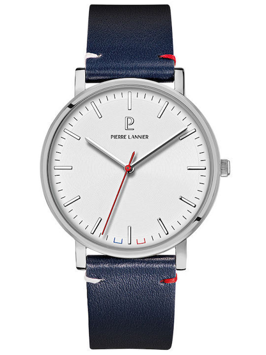 Pierre Lannier Herrenuhr Batterie mit Blauem Lederriemen Pierre Lannier Herrenuhr Batterie mit Blauem Lederriemen