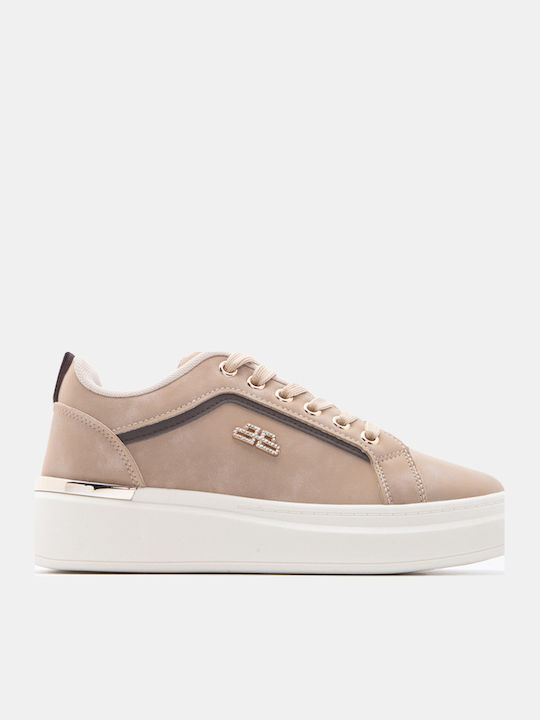 Luigi Women's Flatforms Sneakers Beige-Dark