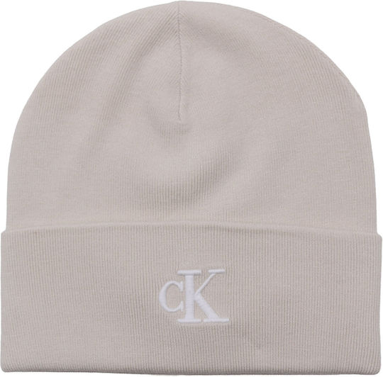 Beanie Unisex Σκούφος με Rib Πλέξη σε Μπεζ χρώμα