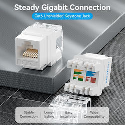 Vention Network Keystone Jack Cat6 Utp 180 Degrees White Irhw0 Vention Network Keystone Jack Cat6 Utp 180 Degrees White Irhw0