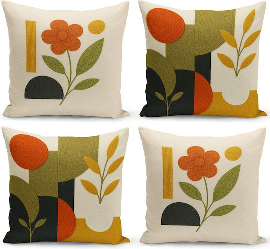 Aberto Design Decorative Pillow Case Multi 4 Pieces 43x43 cm
