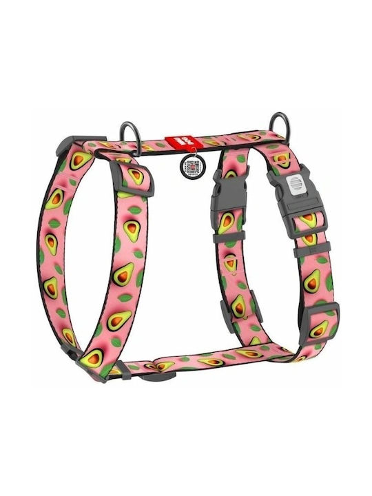 Waudog Dog Harness Guard Nylon Adjustable Avocado Pink Size L 25mm/61-85cm