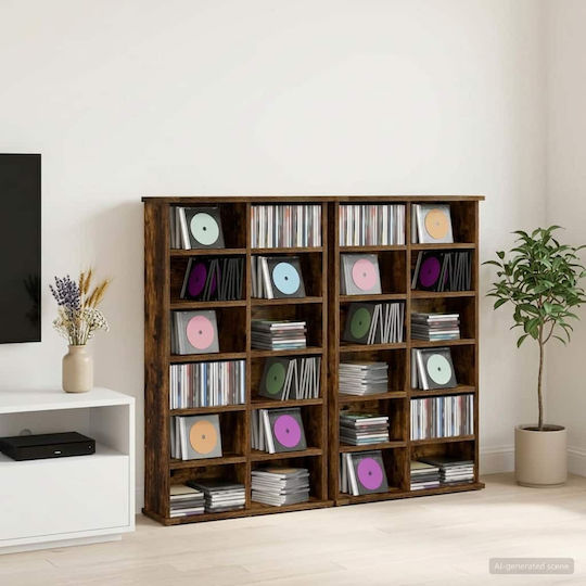 vidaXL Tisch- / Boden-CD-Hülle 2 Stück Rauchholz Eiche 60x17x92cm